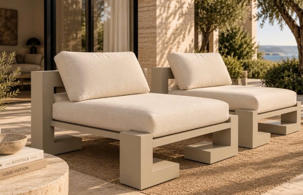 Borek design loungefauteuils, Tuin en Terras, Aluminium, Zo goed als nieuw, Loungeset, Bank