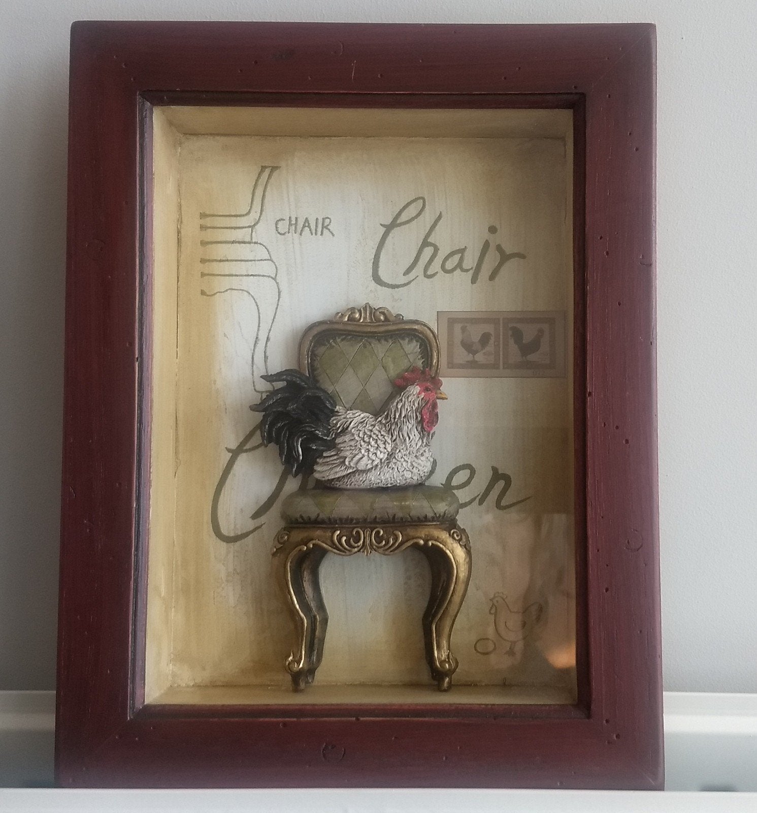 schilderij met haan glas/hout, Ophalen, Zo goed als nieuw