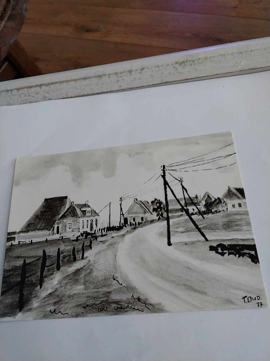 Oude ansichtkaart Ameland, Kooiweg te Buren, zwart-wit T.Oud, Verzamelen, Ansichtkaarten | Nederland, Ophalen of Verzenden, 1960 tot 1980