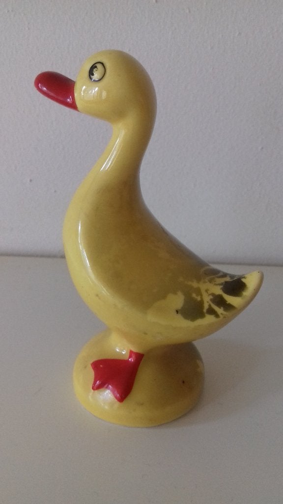 Vintage Gele Keramische Eend (Goebel), Ophalen of Verzenden, Gebruikt, Dier