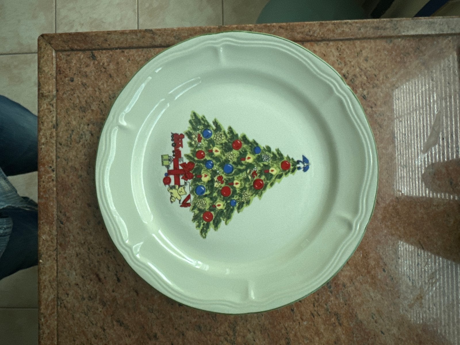 3 Kerstborden met kerstboom decoratie, Ophalen, Keramiek, Nieuw, Bord(en)