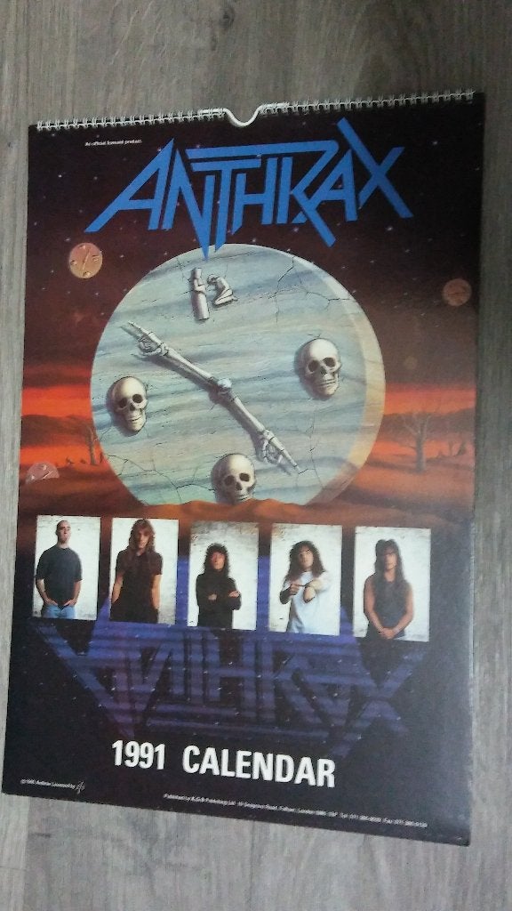 Anthrax metal hardrock kalender calendar 1991 Vintage, Ophalen of Verzenden, Gebruikt, Poster, Artwork of Schilderij