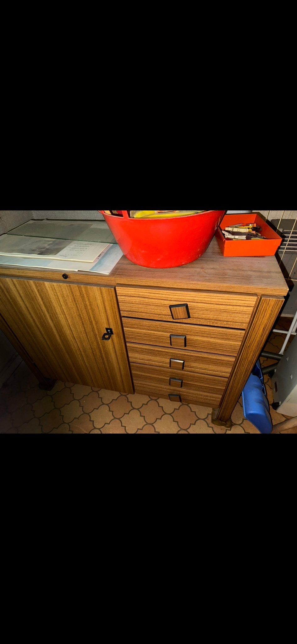 Vintage naaikast jaren 60 met Pfaff 1222 Naaimachine, Ophalen, Gebruikt, Naaimachine, Pfaff