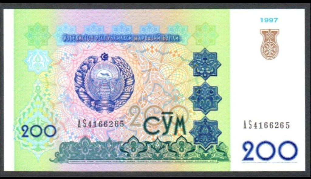 Bankbiljet - Oezbekistan 200 Sum 1997 - UNC, Postzegels en Munten, Bankbiljetten | Azië, Ophalen of Verzenden, Centraal-Azië, Los biljet