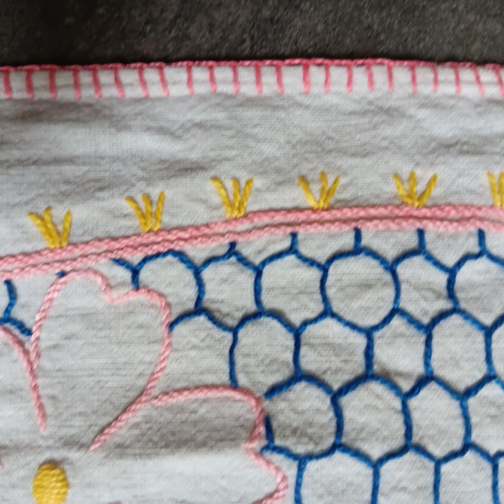 Tafelkleed, hand geborduurd, vintage, Ophalen of Verzenden, Zo goed als nieuw, Handborduren, Overige typen