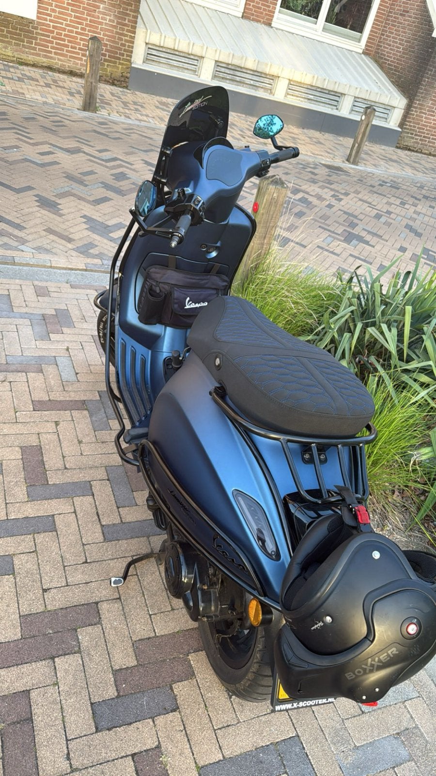 Vespa Sprint Opaco Blue Custom - 65 km/u - Carbon onderdelen, Ophalen of Verzenden, Gebruikt, Benzine, Vespa