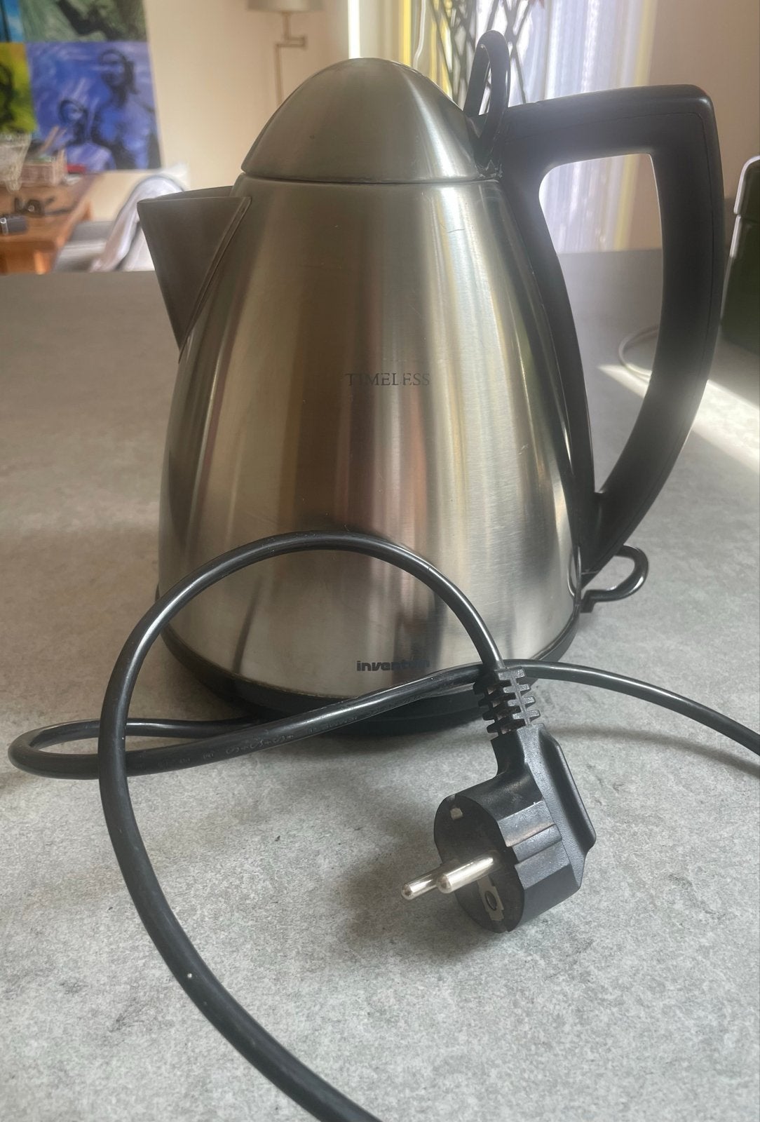 Inventum Timeless waterkoker, 1 tot 2 liter, Ophalen, Gebruikt, Rvs