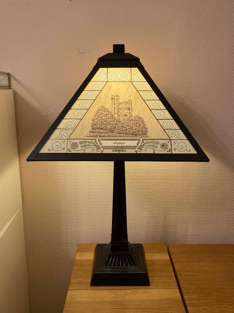 Schemerlamp Nijmegen met vier glazen panelen - 41/100, Ophalen, Gebruikt, 50 tot 75 cm, Glas