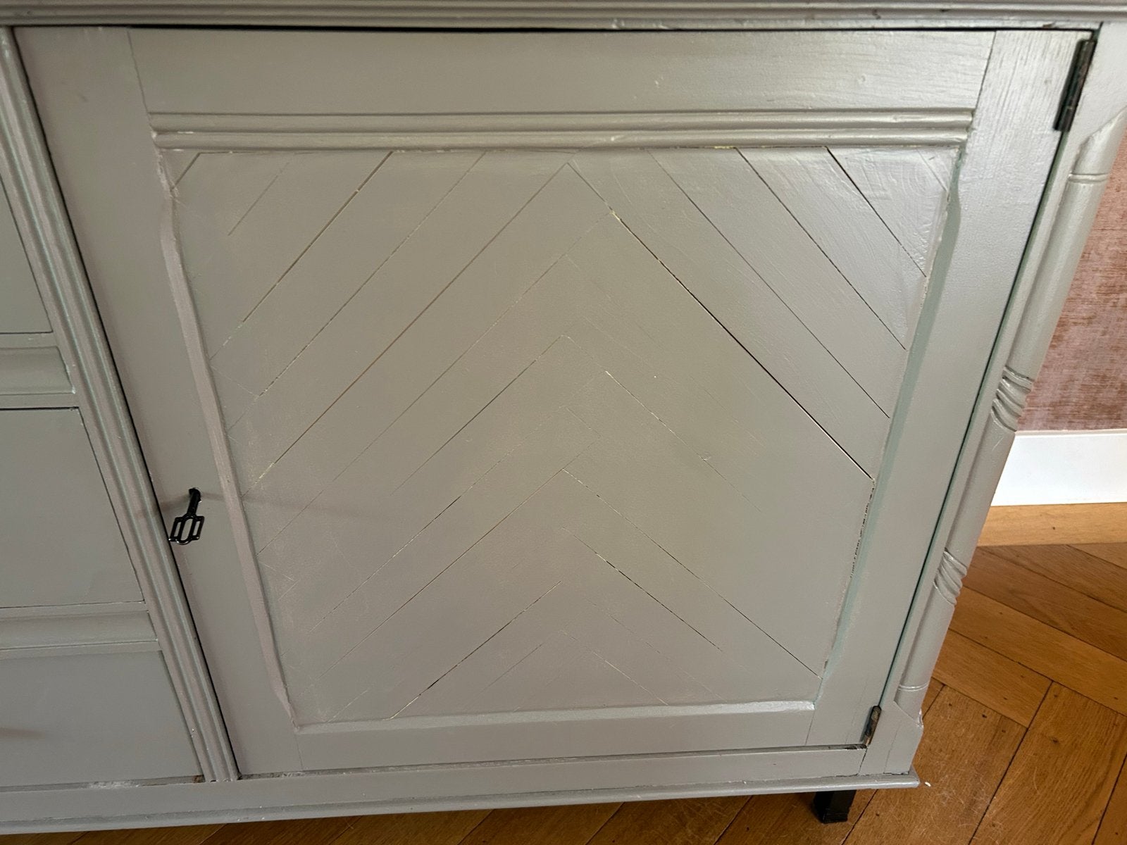 Stijlvol dressoir met lades en deuren - Grijs, Gebruikt, 150 tot 200 cm, Ophalen of Verzenden, Met lade(s)
