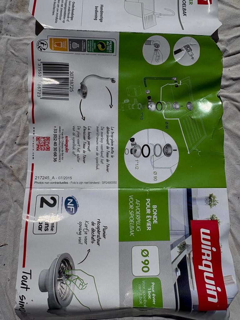 Wirquin Afvoerplug voor Spoelbak Ø90 mm, Ophalen of Verzenden, Nieuw, Rvs, Overige typen