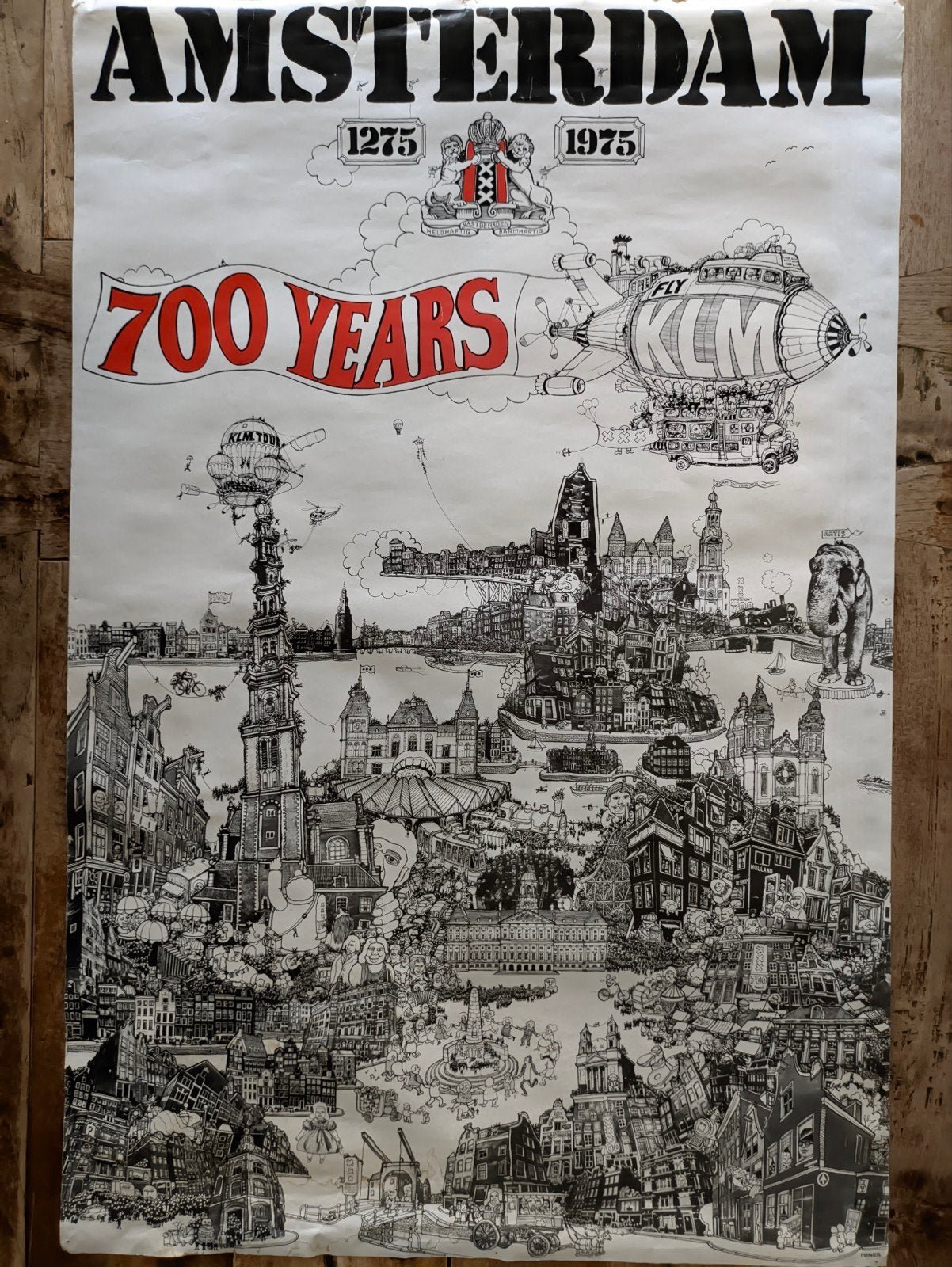 Vintage Amsterdam 700 Jaar Posterior 1975, Verzamelen, Posters, Ophalen, Deurposter of groter, Overige onderwerpen, Rechthoekig Staand