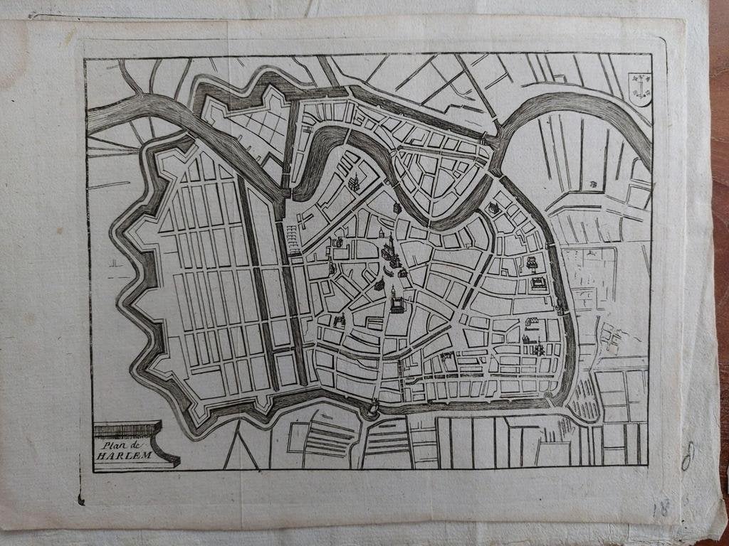 2 / Haarlem- Harlem gravure uit 1719 J. Harrewijn, Antiek en Kunst, Kunst | Etsen en Gravures, Ophalen of Verzenden