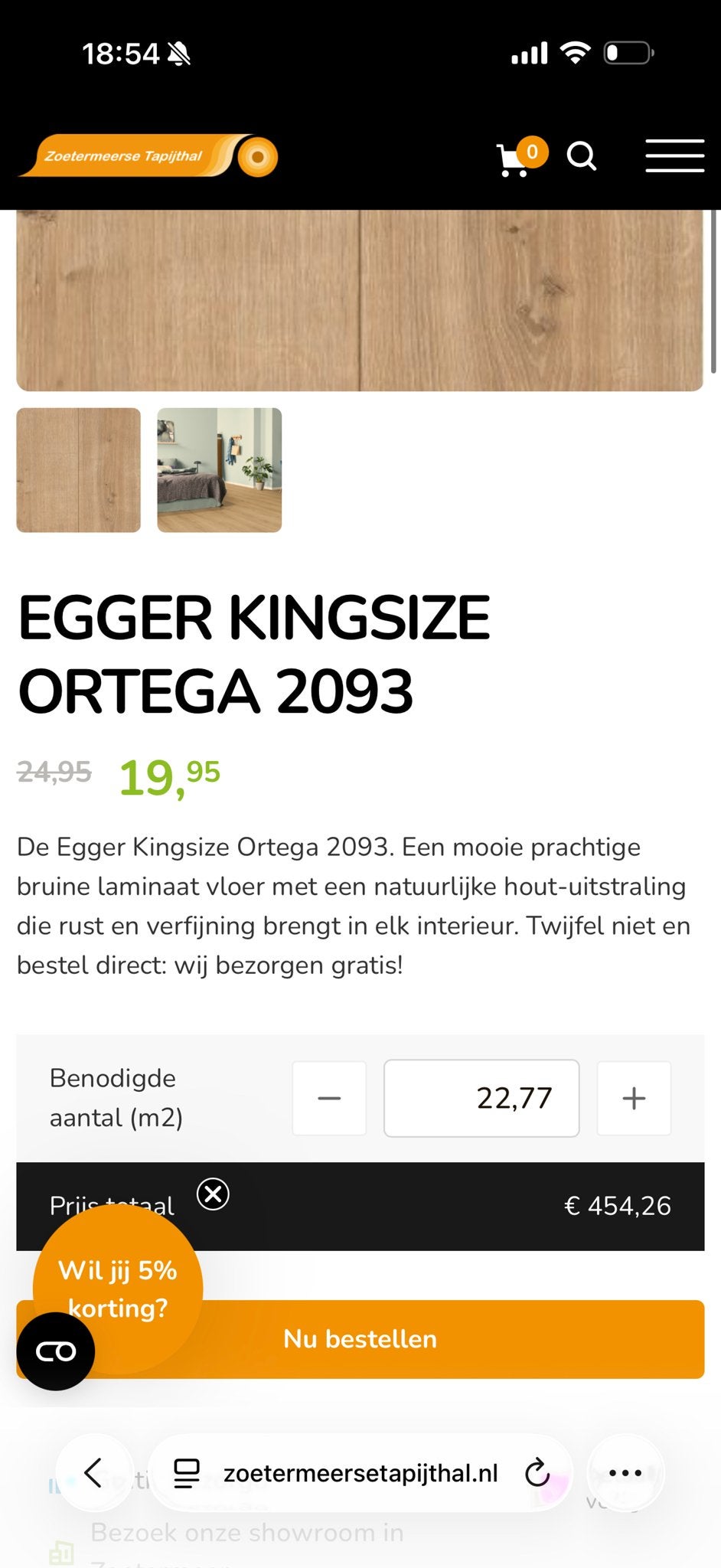 EGGER Kingsize Laminaat Ortega 2093 - 20m² met ondervloer, Nieuw, Ophalen of Verzenden, 10 m² of meer, Hout
