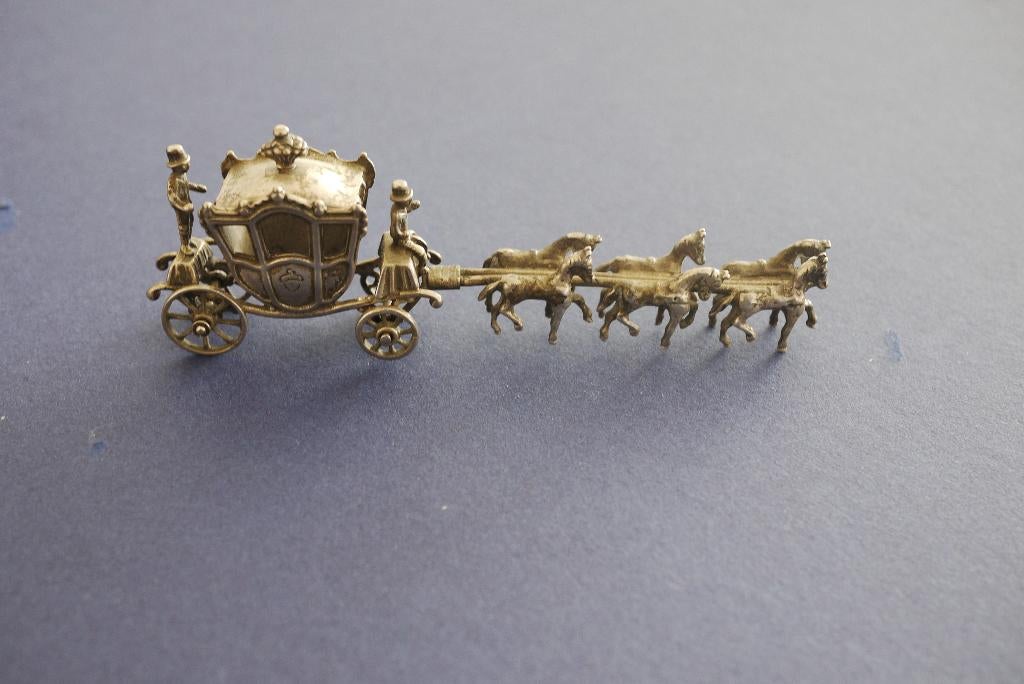 zilver miniatuur koets  6 paarden voor- achter ruiter oud, Antiek en Kunst, Antiek | Goud en Zilver, Zilver, Ophalen of Verzenden