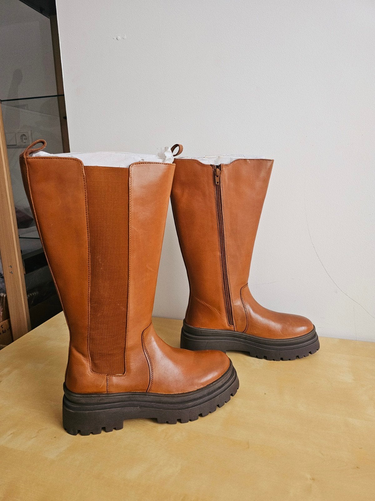 Bonprix Brown Knee-High Chunky Boots – Size 40, Ophalen of Verzenden, Nieuw, Bruin, Hoge laarzen