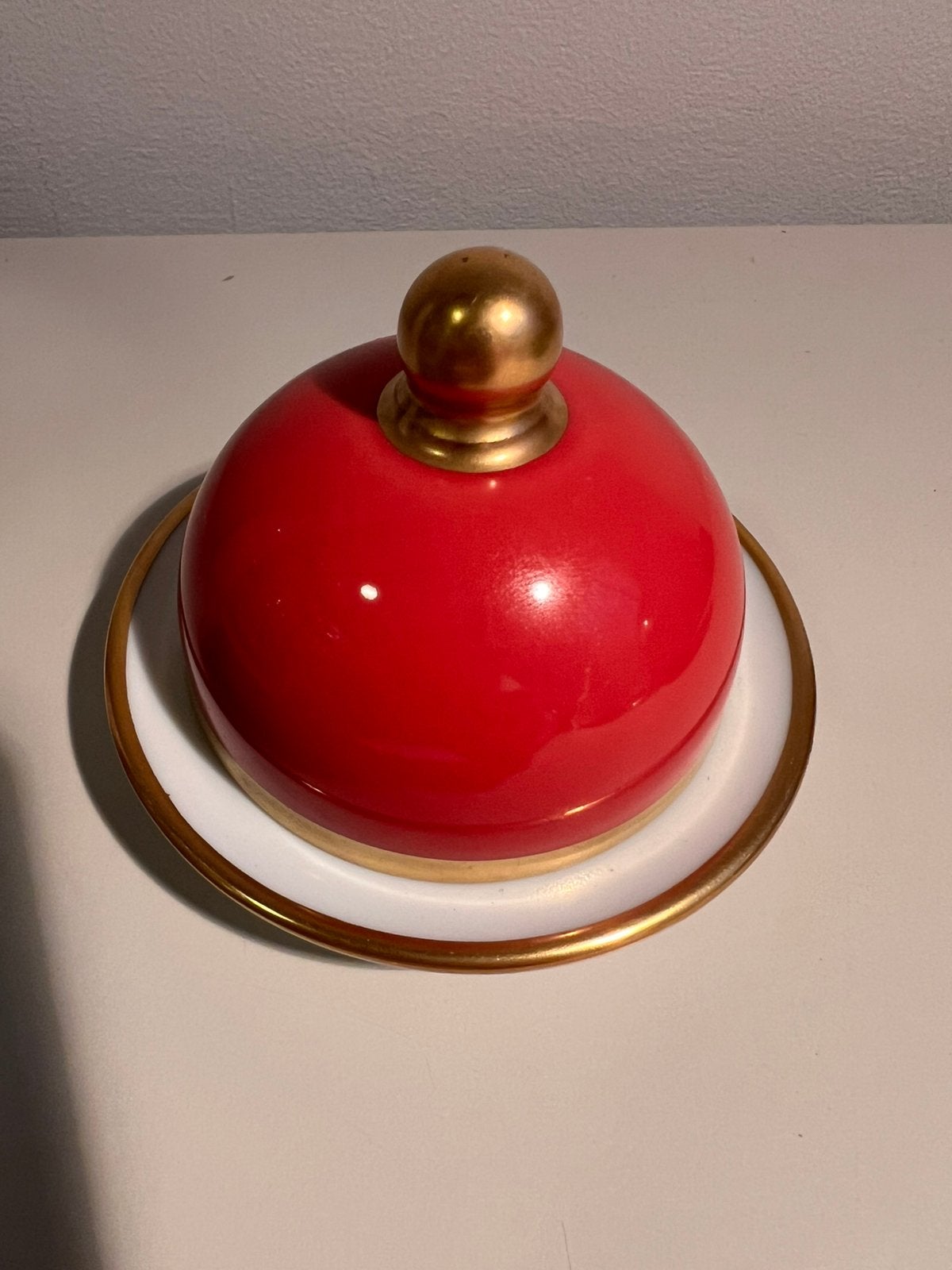 LEGLE Limoges botervloot rood goud – handgedecoreerd, Antiek en Kunst, Antiek | Servies los, Ophalen of Verzenden