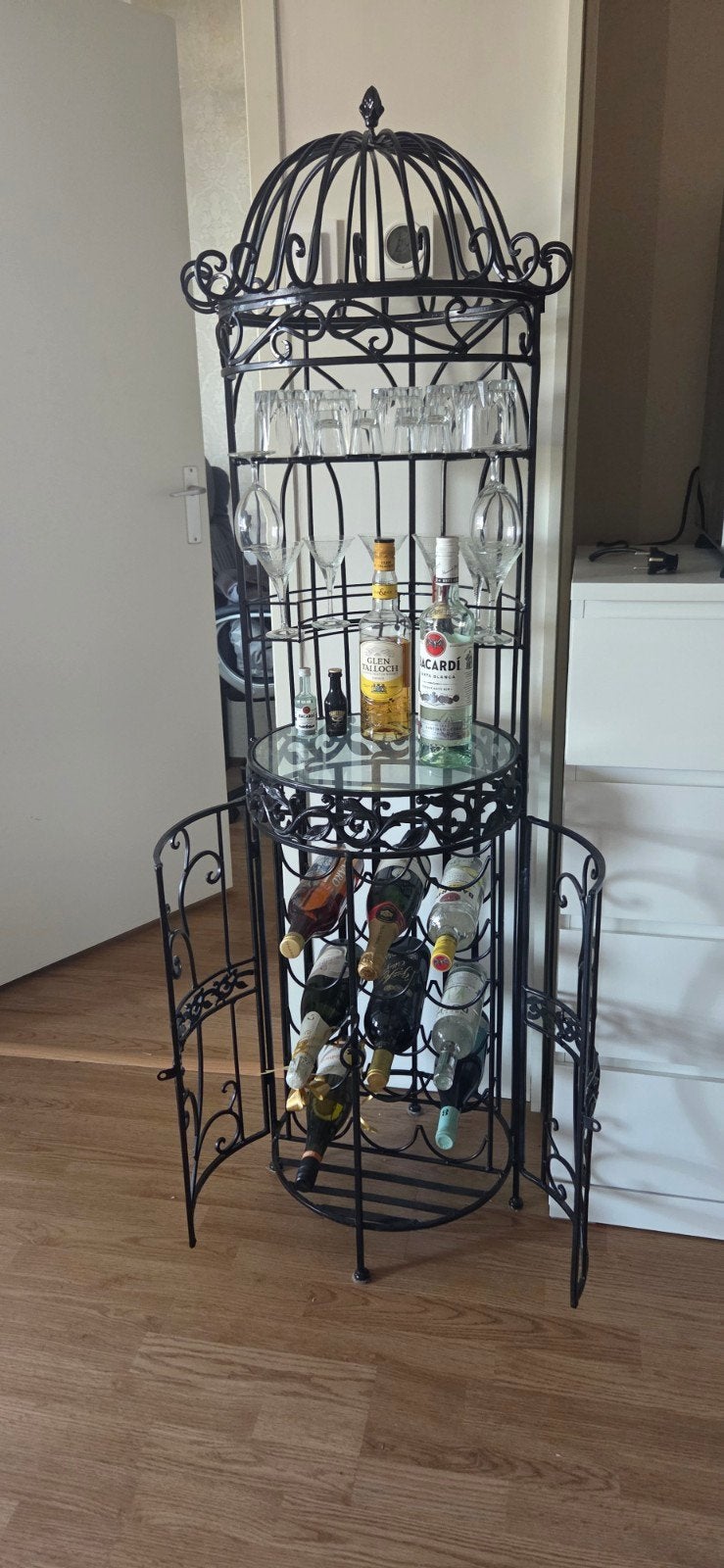 Decoratieve Wijnrek / Barmeubel van Metaal, Ophalen, Gebruikt, 5 tot 15 flessen, Metaal