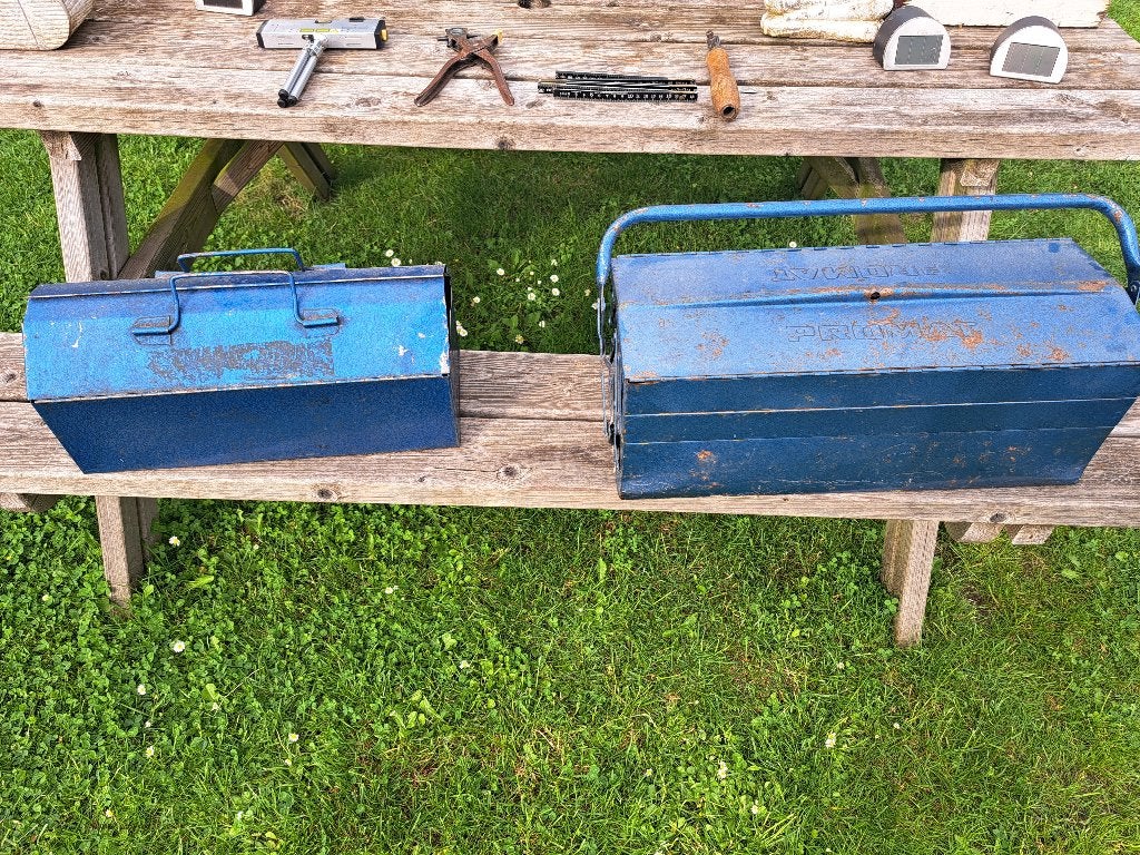 2 oude vintage gereedschapskoffers, Ophalen of Verzenden, Gevuld, Gebruikt