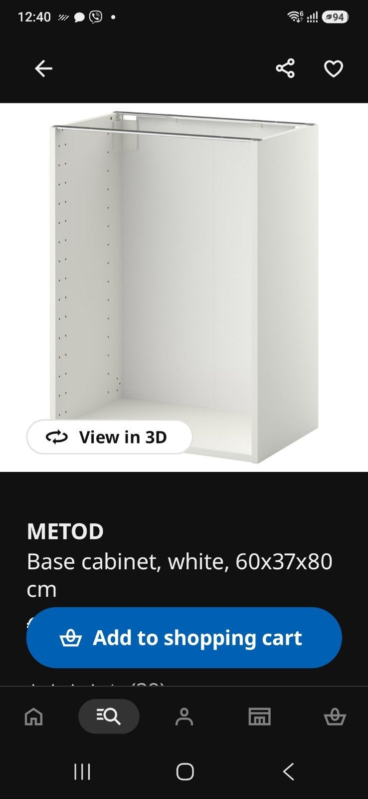 Cabinet ikea metod 60x37x80 502.056.31, Ophalen, 25 tot 50 cm, 50 tot 100 cm, Minder dan 100 cm