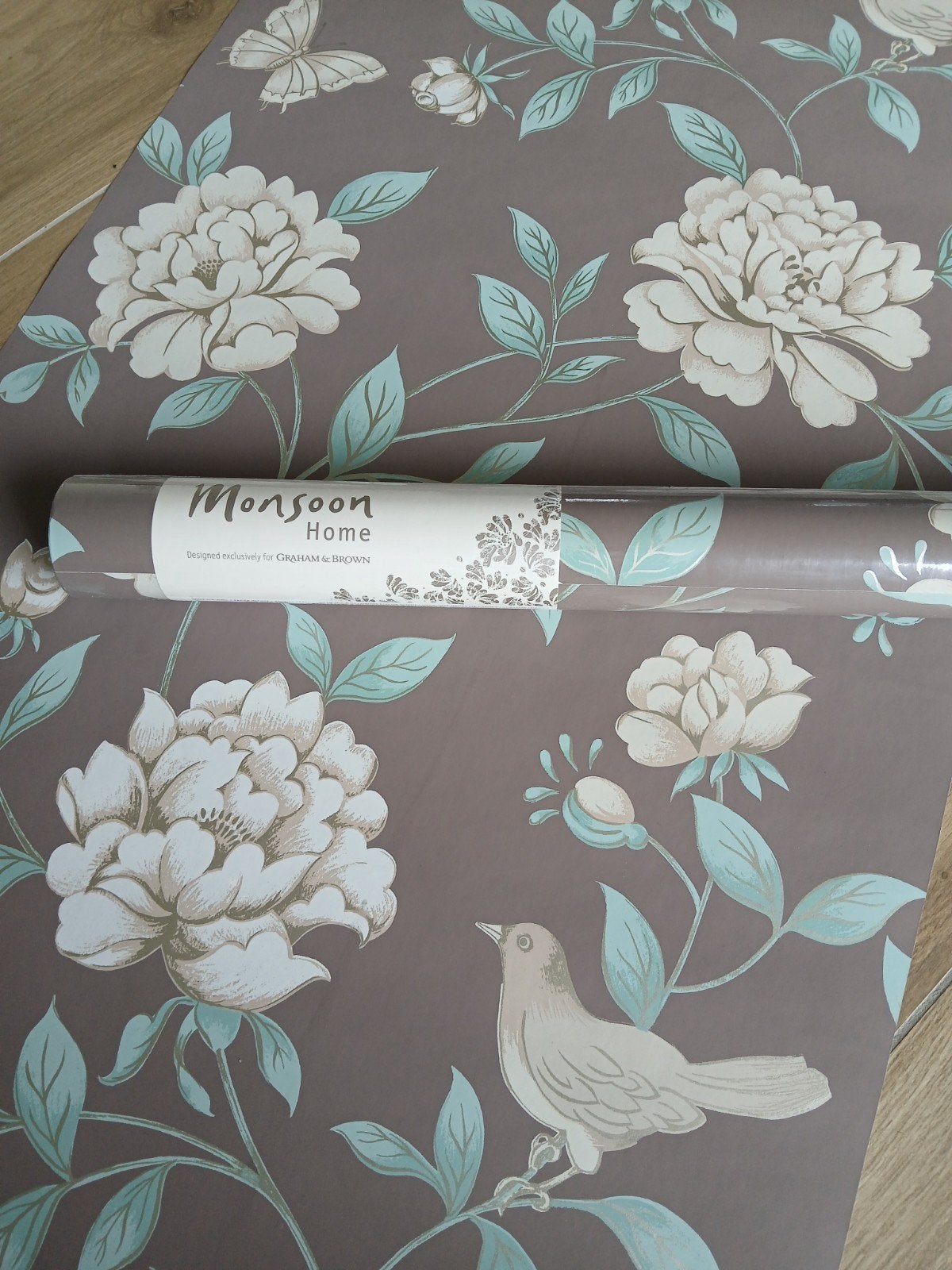 Rol behang Graham & Brown bloemen, vogels, vlinder, Ophalen of Verzenden, Minder dan 10 m², Bruin, Landelijk