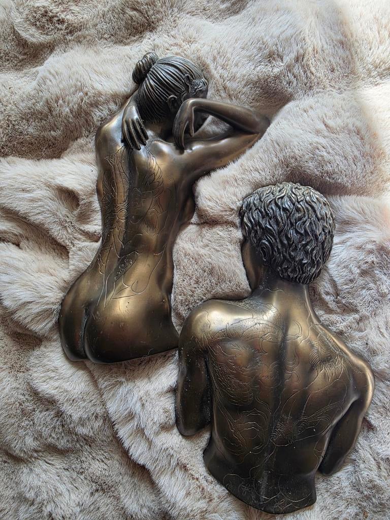 Set wandsculpturen Oliver Tupton - Man en Vrouw, Antiek en Kunst, Kunst | Beelden en Houtsnijwerken, Ophalen of Verzenden