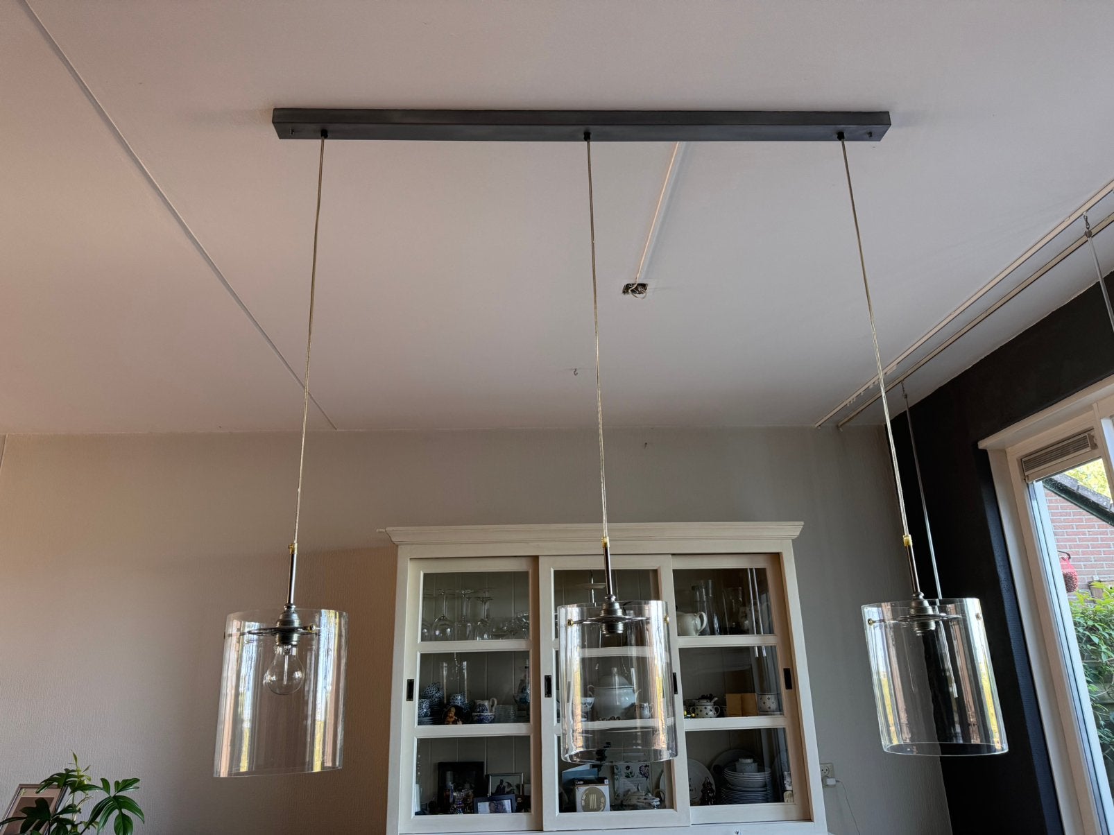 Mooie lampen voor boven de eettafel, Huis en Inrichting, Lampen | Hanglampen, Ophalen, Gebruikt, E27 (groot), Glas