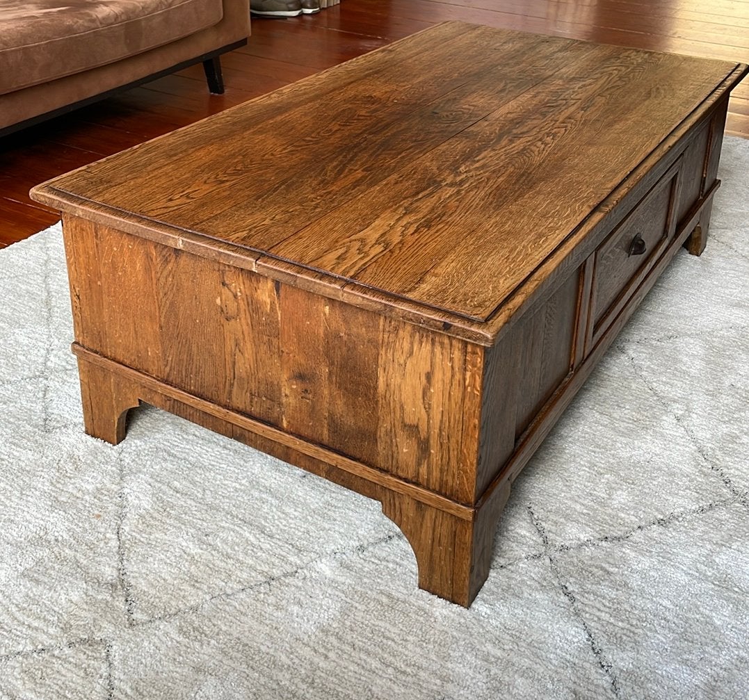 Solide Salontafel met lades, Ophalen, Gebruikt, 100 tot 150 cm, Koloniaal