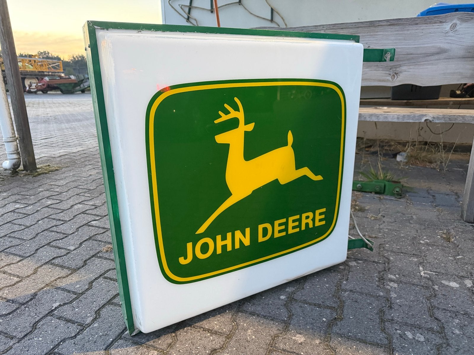 Oude John Deere lichtreclame/lichtbak 80x80 cm, Ophalen, Gebruikt