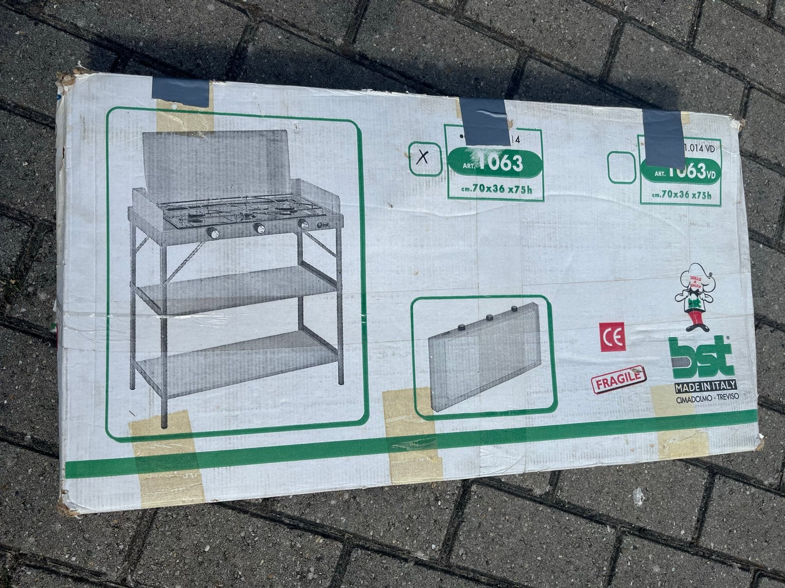 BST Gasfornuis met 3 branders en onderstel camping, Ophalen, 60 cm of meer, Nieuw, 3 kookzones of minder