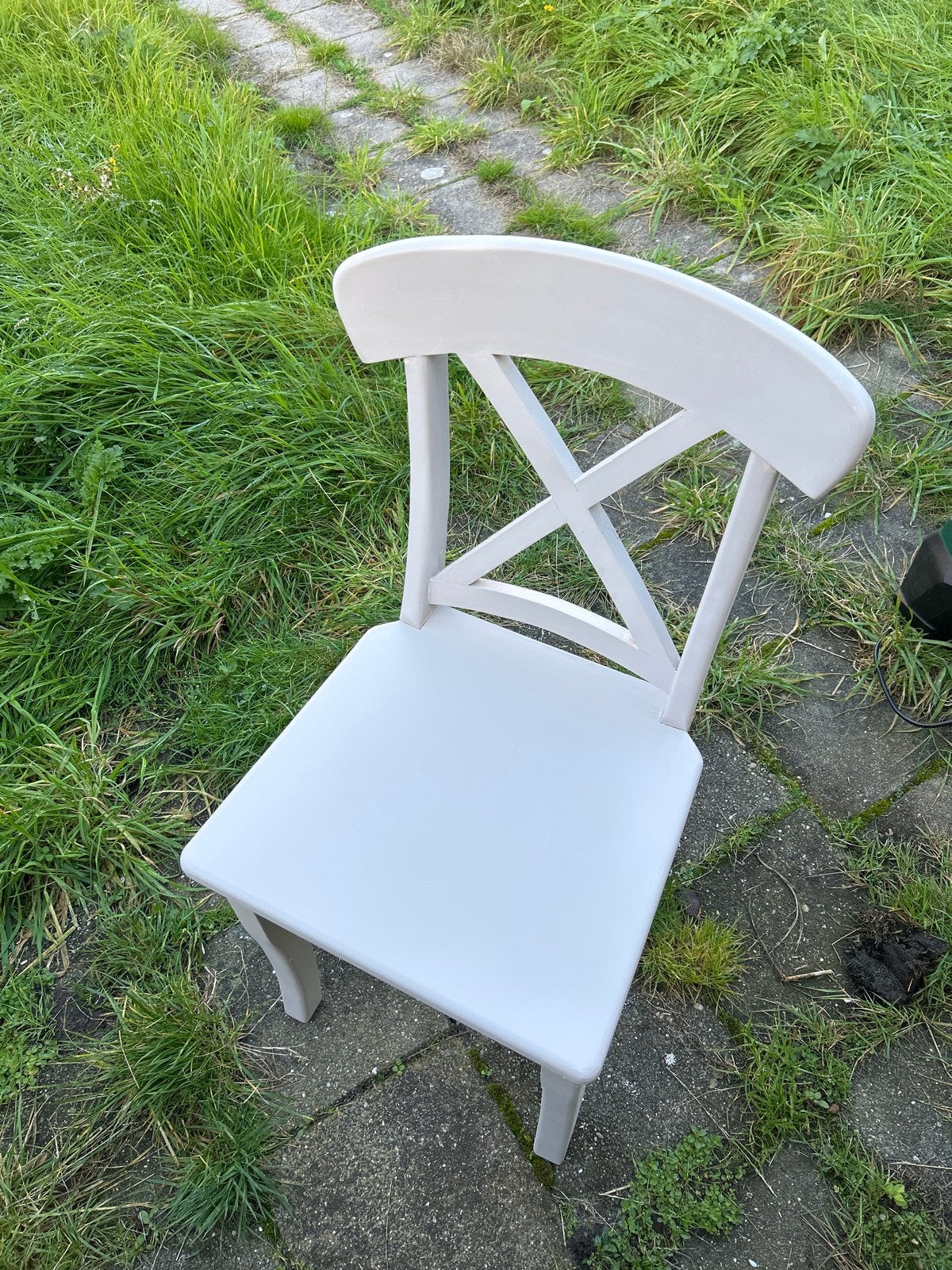 Beige houten stoel - Zo goed als nieuw, Wit, Ophalen of Verzenden, Zo goed als nieuw, Eén