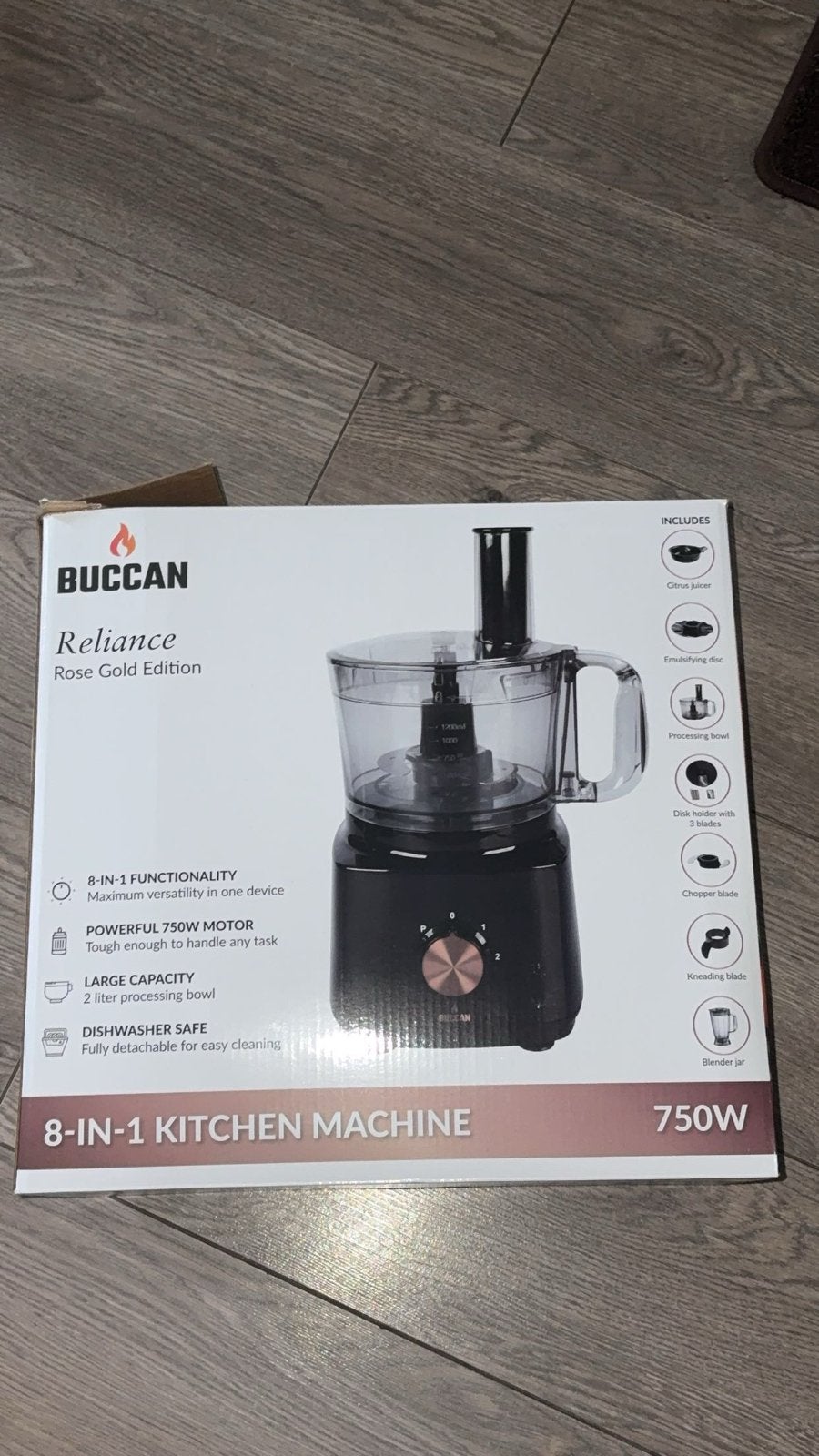 BUCCAN Reliance 8-in-1 Keukenmachine Rose Gold Edition, 1 tot 2 liter, 2 snelheden, Nieuw, Ophalen of Verzenden