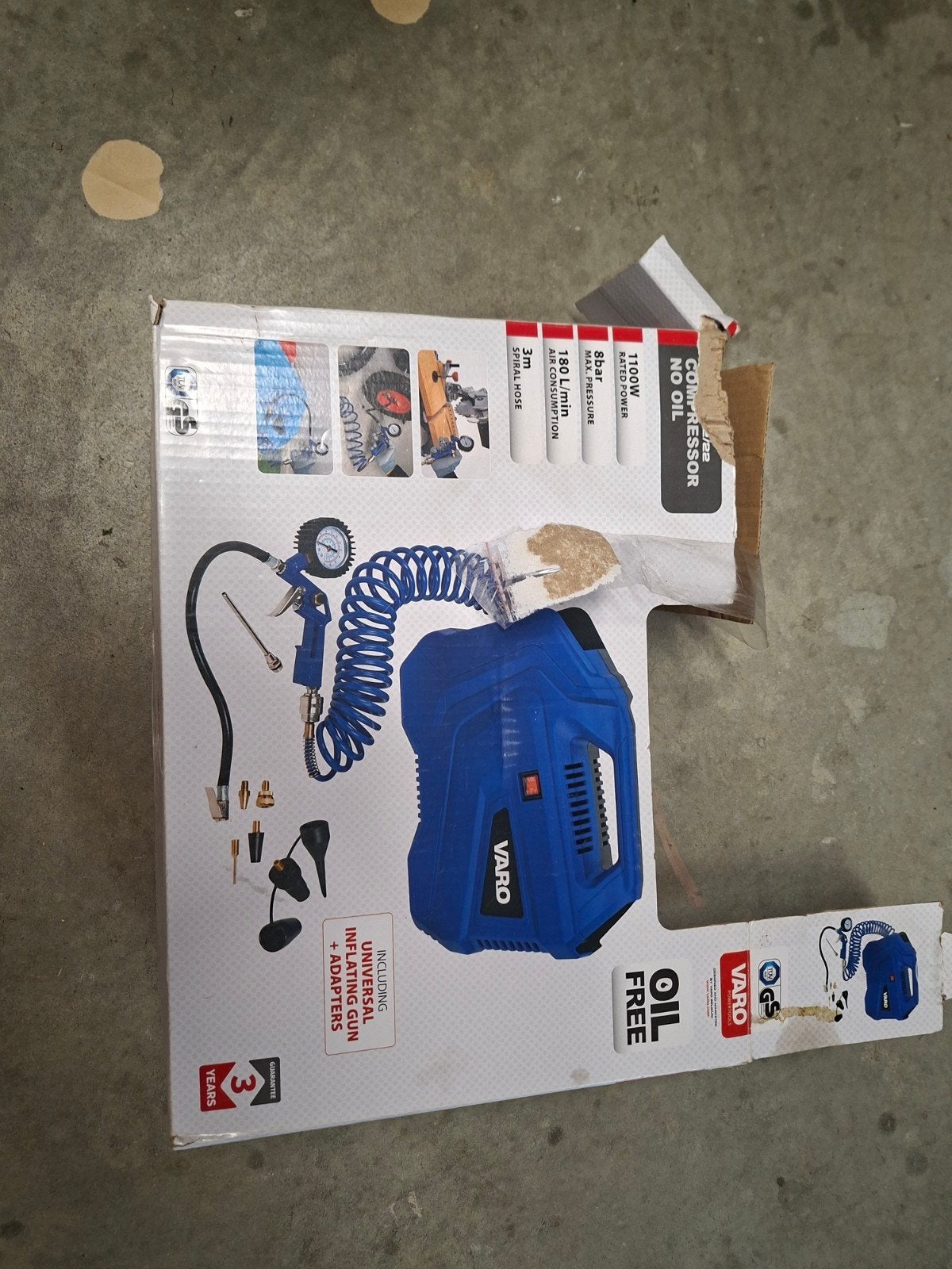 Varo Handzame Compressor - Bandenmeter ontbreekt, Doe-het-zelf en Verbouw, Compressors, Gebruikt, 6 tot 10 bar, Ophalen of Verzenden