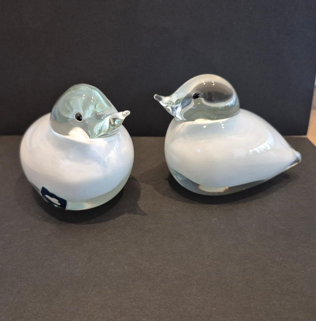 Set van 2 Glazen vogels circa 10x6,5x8 cm, Antiek en Kunst, Kunst | Designobjecten, Ophalen of Verzenden
