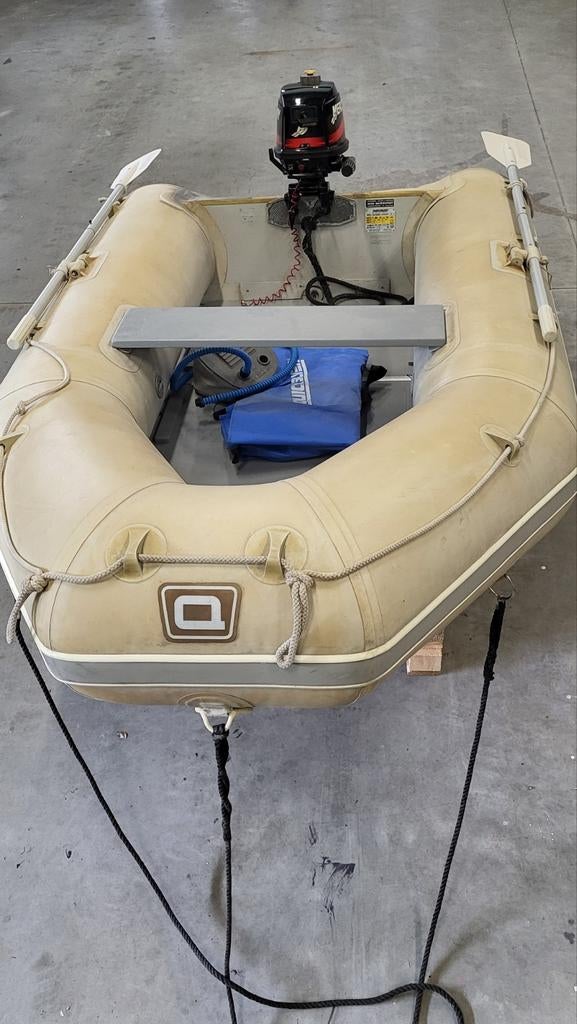 Rubberboot Quicksilver met Mercury 4pk, Ophalen, Gebruikt, Motor en Techniek, Motorboot