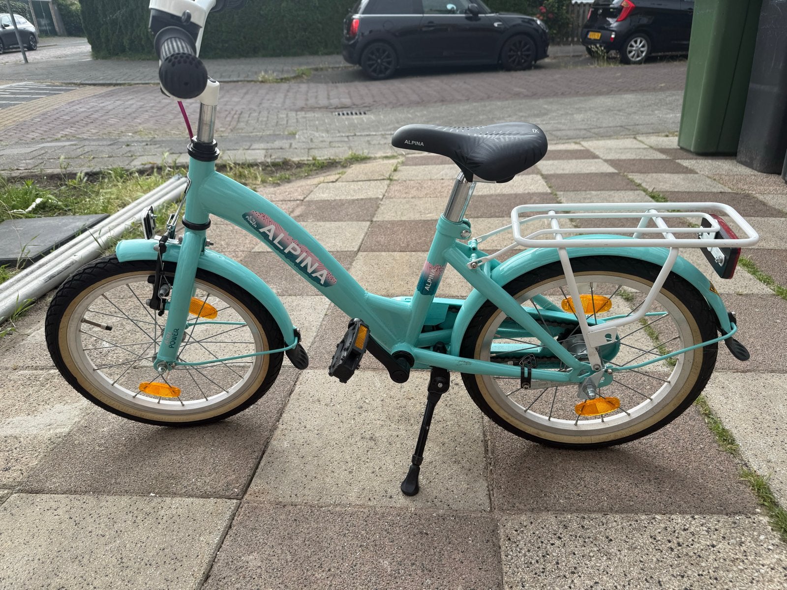 Alpina kinderfiets 16 inch met zijwieltjes, Ophalen, Terugtraprem, Zijwieltjes, 16 tot 20 inch