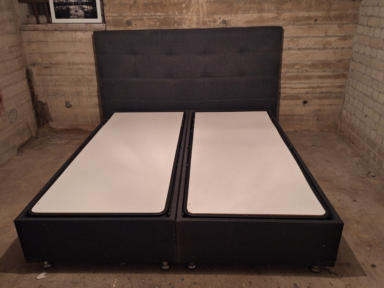 Gestoffeerd bedonderstel met opbergruimte, Ophalen, Gebruikt, Tweepersoons, 180 cm
