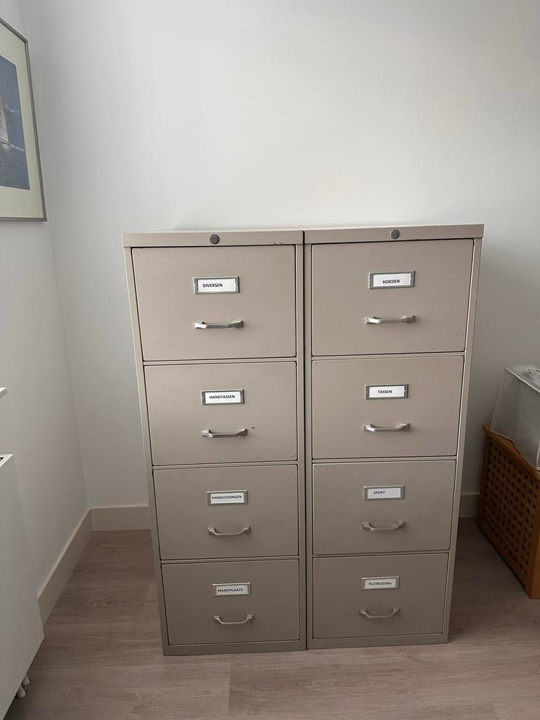 Vintage industriële Oda archiefkasten metaal 2 st., Ophalen, Minder dan 50 cm, Gebruikt, 100 tot 150 cm