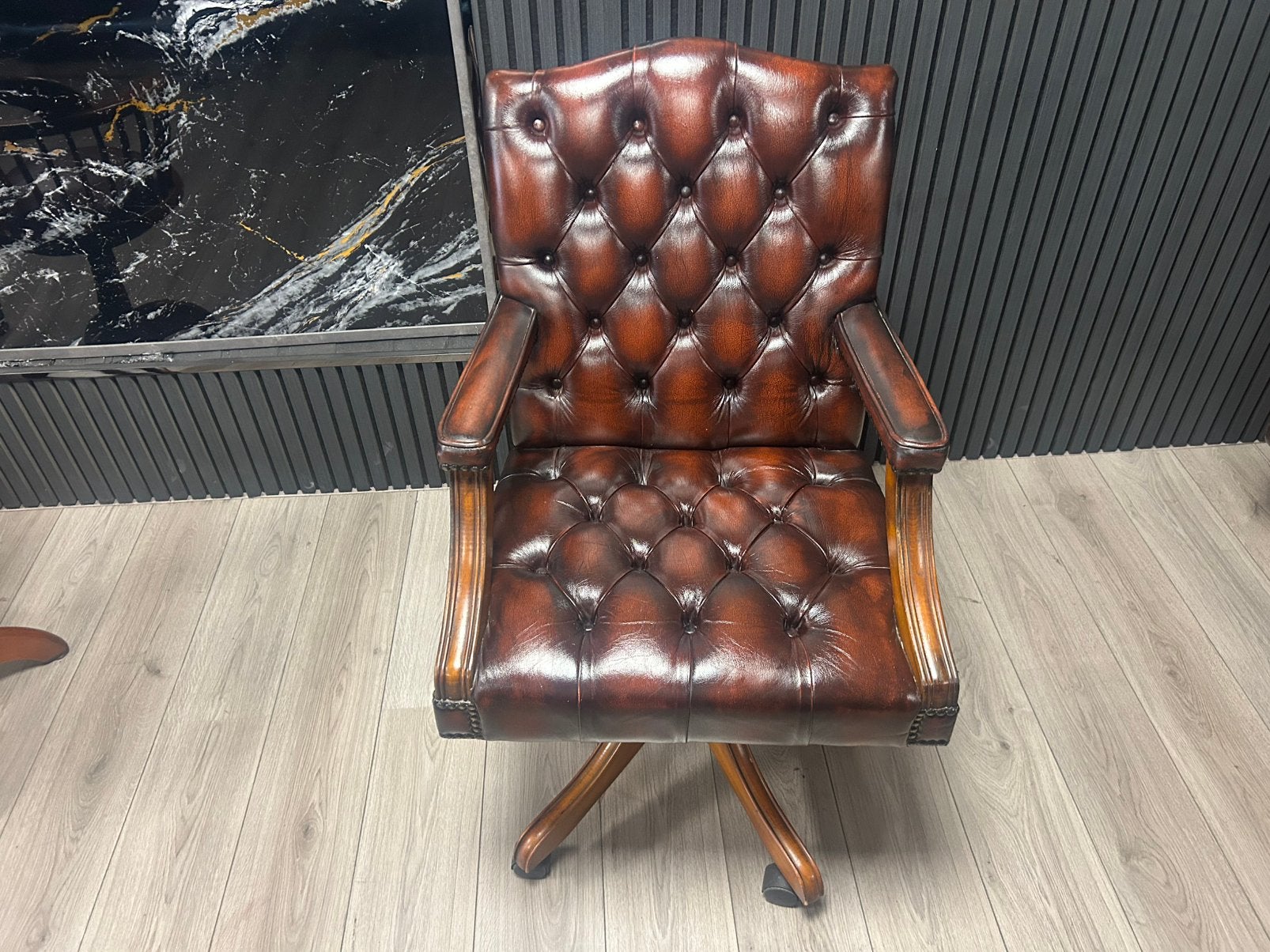 Chesterfield Lederen Bureaustoel !!!, Ophalen of Verzenden, Rood