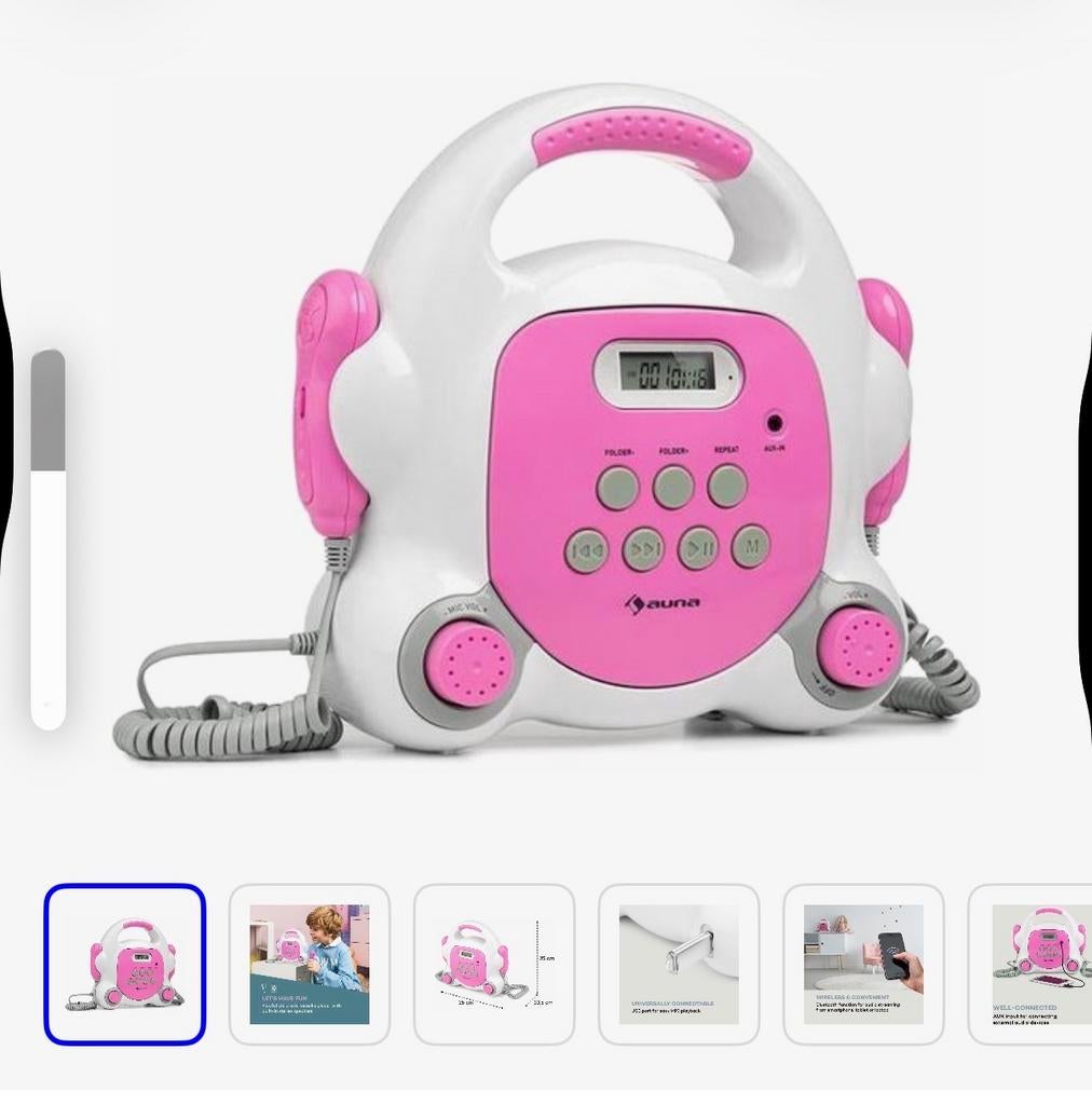 Auna Kids Karaoke Machine met Microfoons en Bluetooth, Ophalen of Verzenden, Zo goed als nieuw, Complete set
