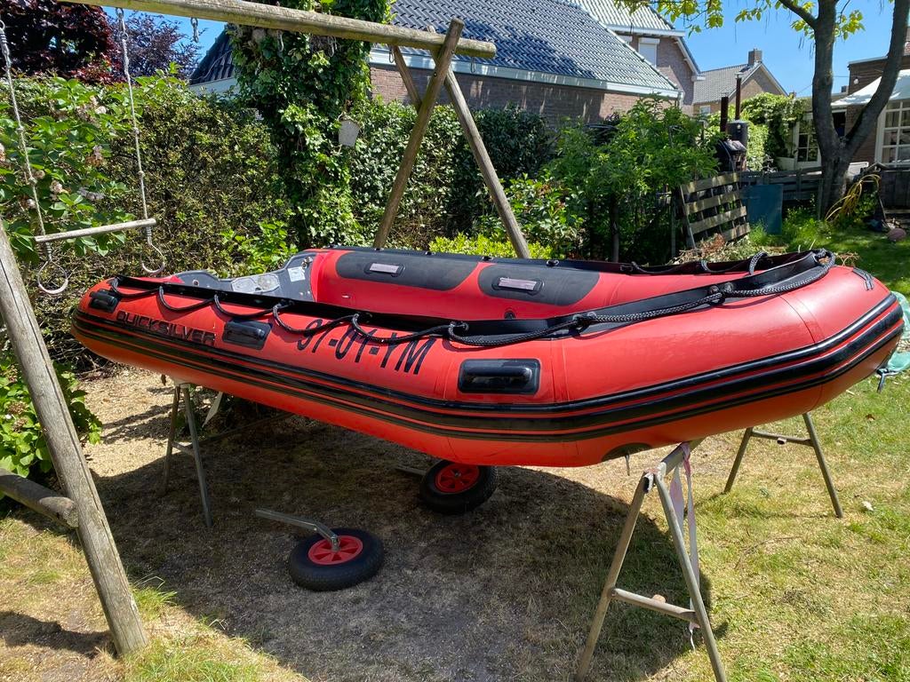 QuickSilver 380 ribboot met Mercury 10pk buitenboordmotor, Watersport en Boten, Rubberboten, Ophalen, Aluminium, Quicksilver, Gebruikt