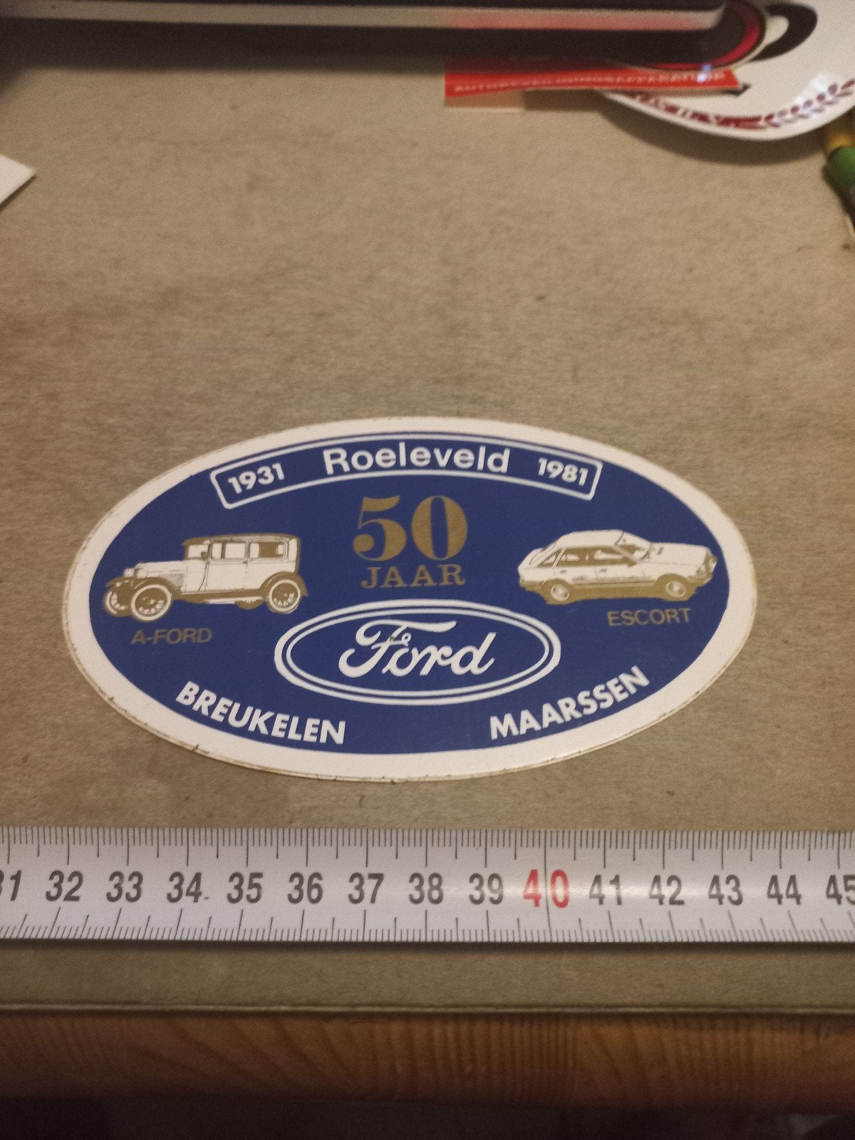 Vintage Ford Roelveld 50 Jaar Jubileum Sticker, Ophalen of Verzenden, Gebruikt