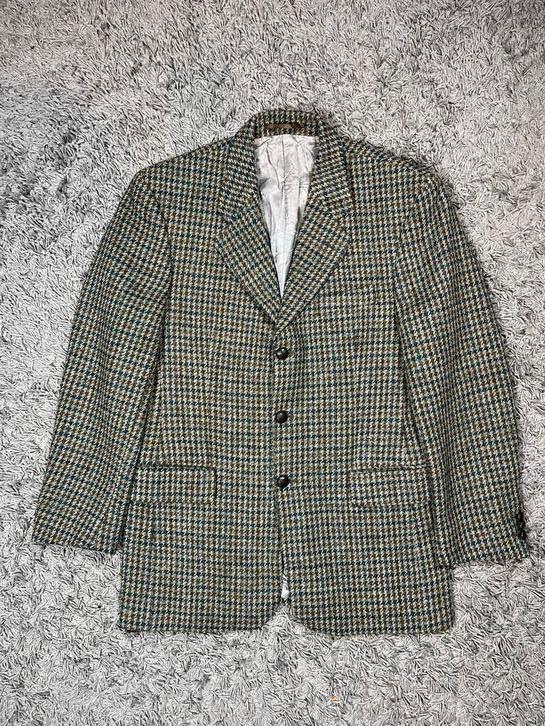 Jaren '80 Harris Tweed Colbert Grijs met Patroon, Ophalen of Verzenden, Gedragen, Maat 48/50 (M), Grijs