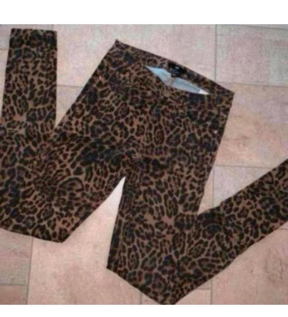 H&M Leopard Skinny Jeans Maat S, Bruin, Ophalen of Verzenden, Maat 36 (S), Lang