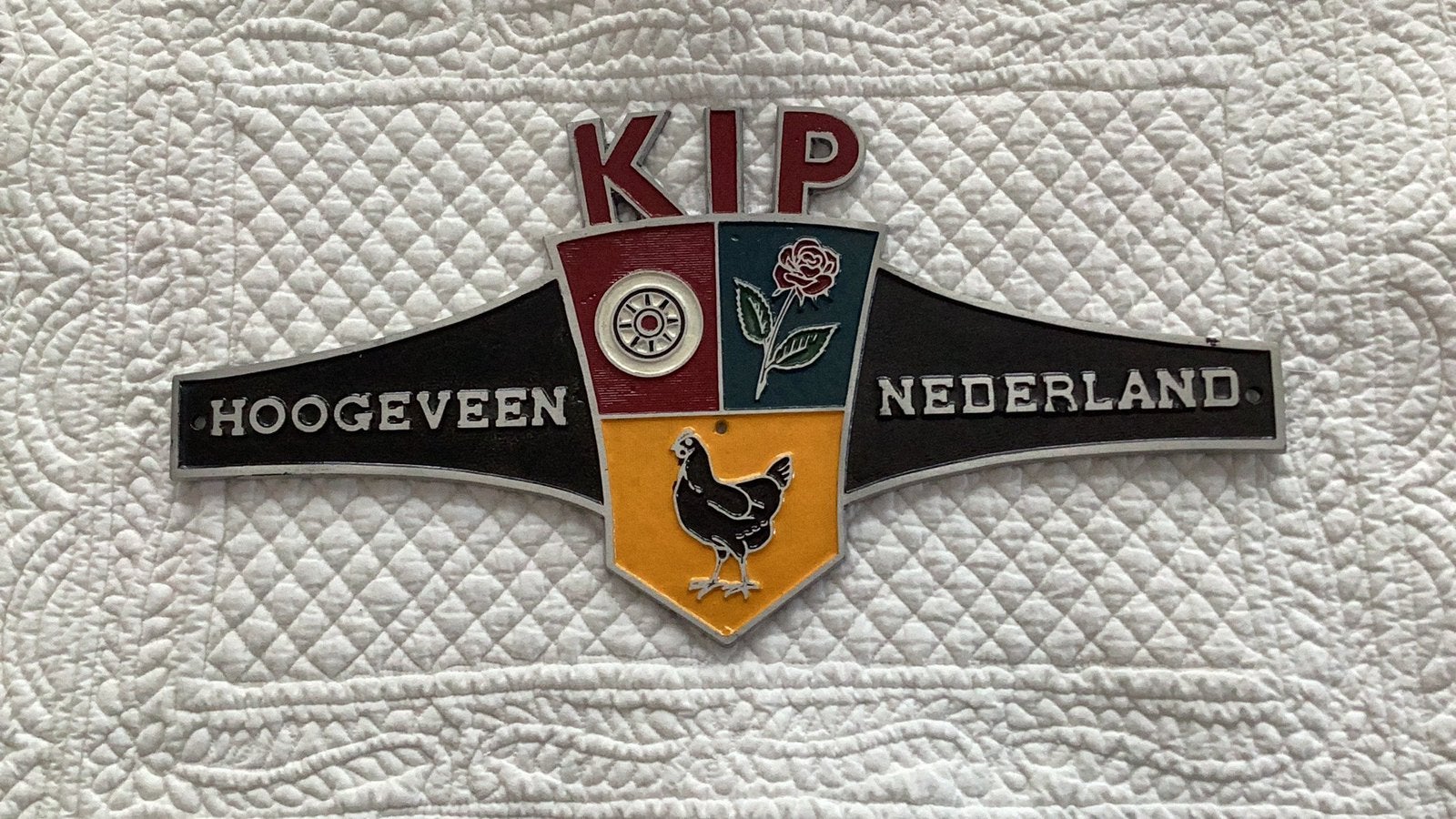 Kip caravan embleem alluminium gerestaureed, Ophalen, Zo goed als nieuw