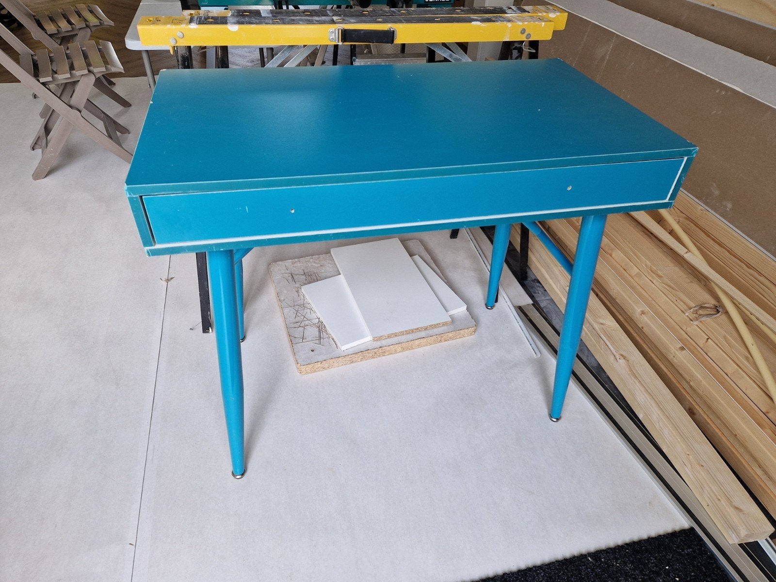 Blauwe kap tafel met schade, Ophalen, Gebruikt, 50 tot 100 cm, Minder dan 100 cm