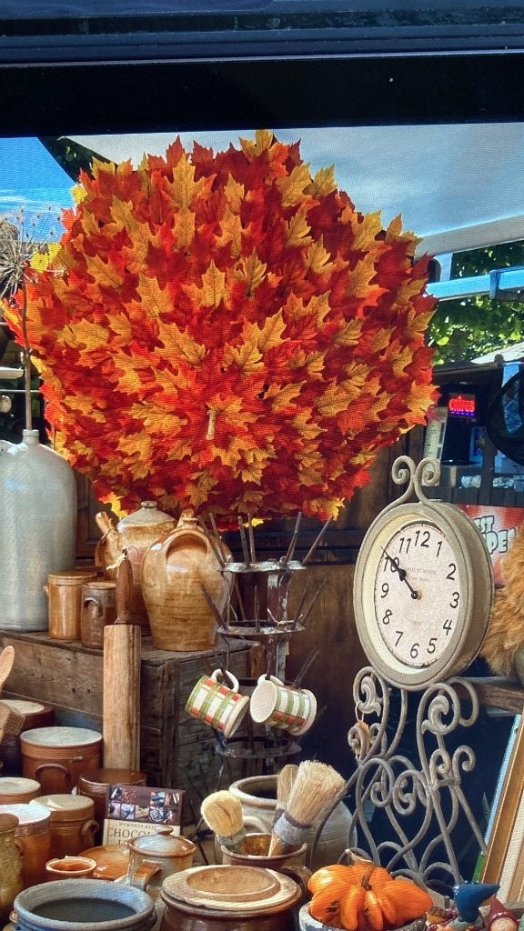 Herfstdecoratie, herfstparaplu bont rood/geel gekleurd, Ophalen of Verzenden