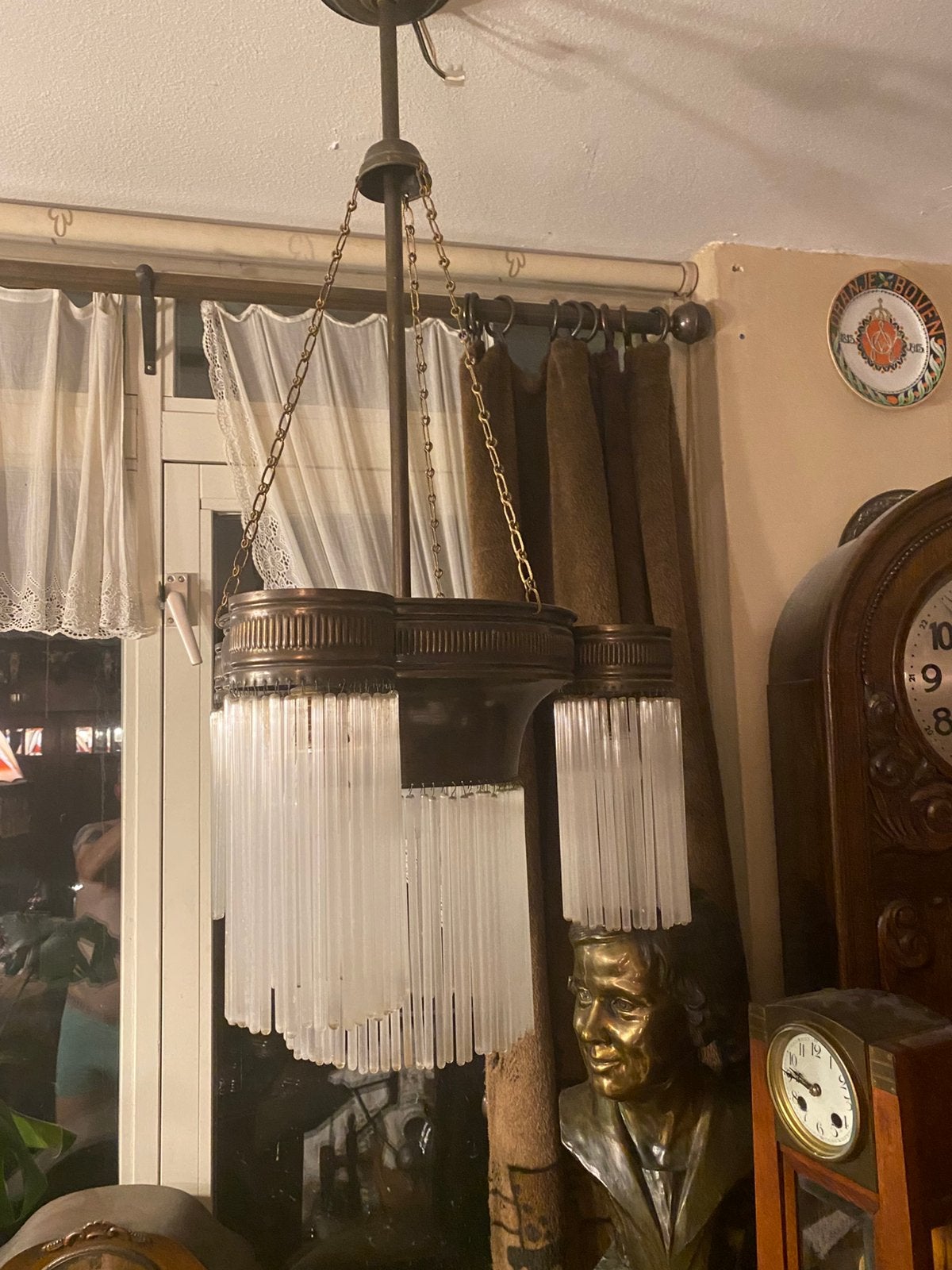artdeco amsterdamse school hanglamp lamp metaal glas, Ophalen