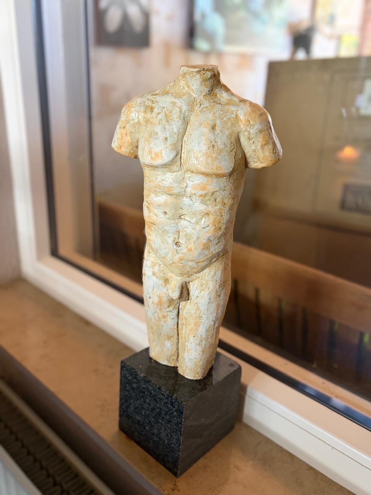 Beeld mannelijk torso!, Antiek en Kunst, Kunst | Beelden en Houtsnijwerken, Ophalen, 50 - 100 cm, Handgemaakt, Beeld