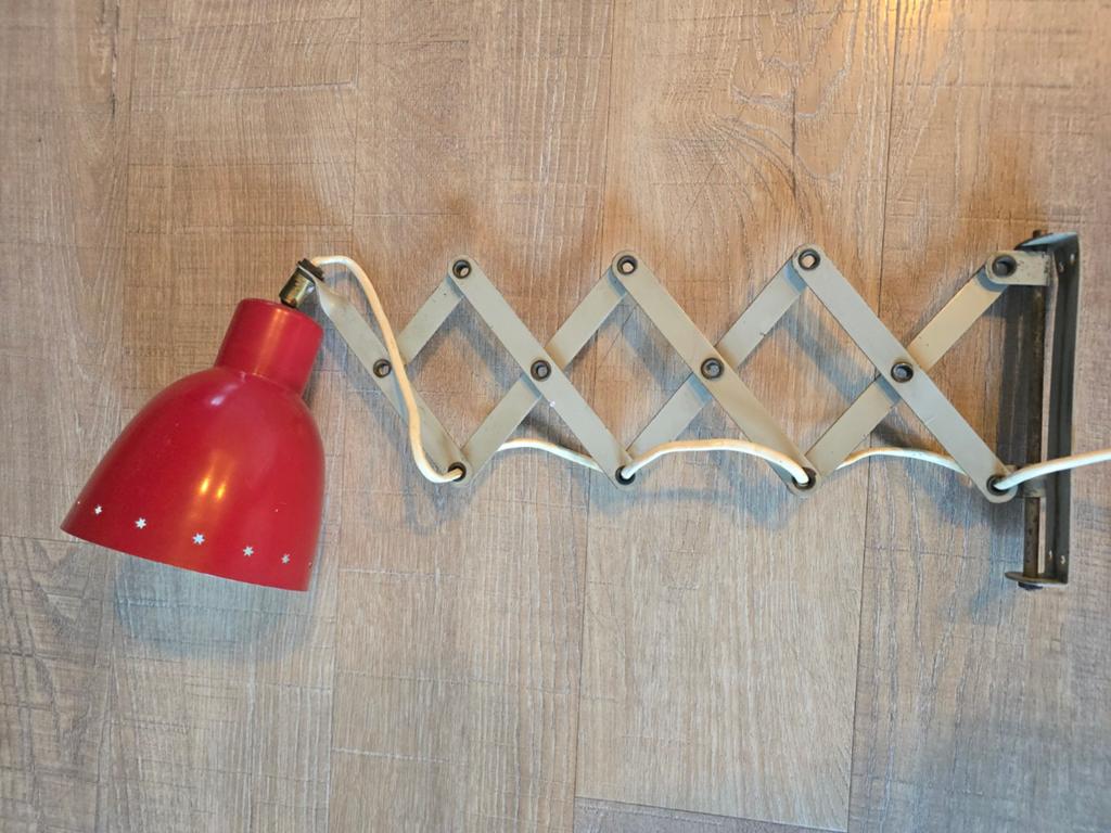 2x Zeldzame 60S Schaarlamp - Wandlamp H. Busquet - Hala €119, Ophalen of Verzenden