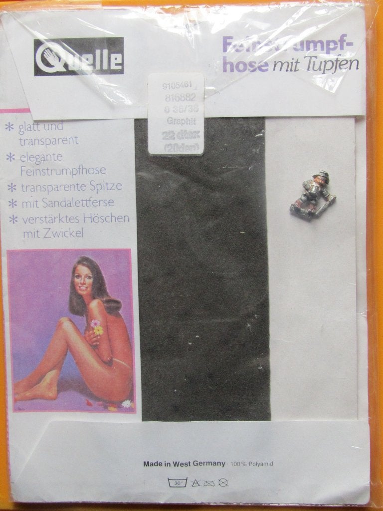 vintage german tights - 1970s, Quelle, Maat 36/38 (S), Bruin, Verzenden